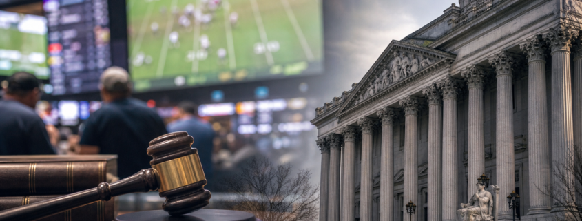 sports betting lawsuit editorial illustration