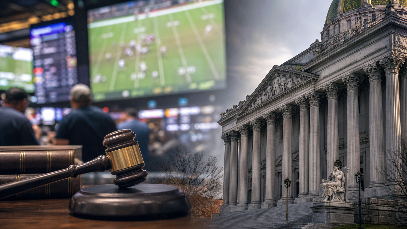 sports betting lawsuit editorial illustration