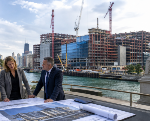 Unbranded Chicago casino construction and civic planning scene