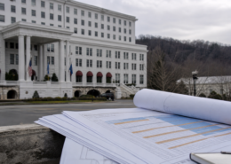 Greenbrier casino resort and refinancing documents in a news scene