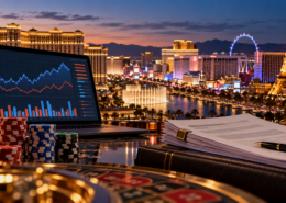 Editorial illustration about prediction markets, United States casino and gambling news, and source documents