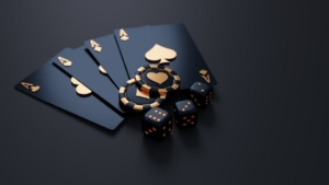 black and gold aces with three dice